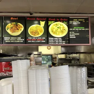 a variety of food items on a counter