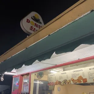 the outside of a donut shop