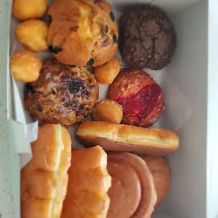 a variety of donuts in a box