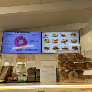 Menu and the biggest bagels I've ever seen