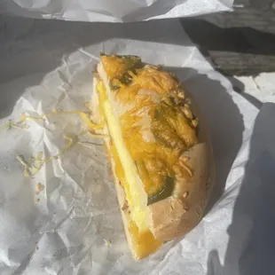 Cheddar jalapeño breakfast sandwich