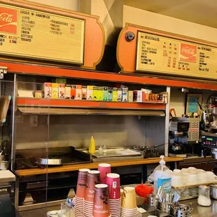 the counter of a fast food restaurant