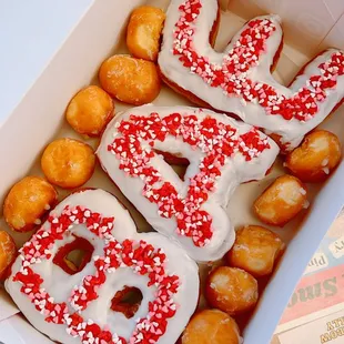 Bae, custom letter donut, valentine theme donut
