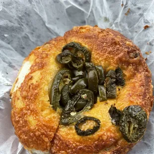 Jalapeño cheddar bagel