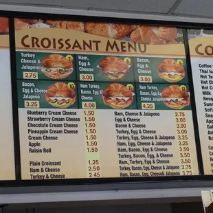 Croissant menu