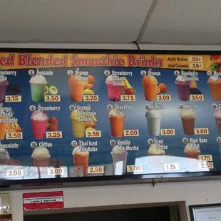 Smoothie menu