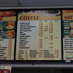 Coffee &amp; drink menu