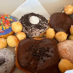 fruit loop, oreo, blueberry, choco chip filled, Bavarian cream, and Nutella filled!