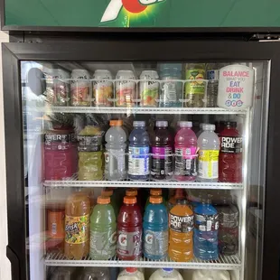 a refrigerator full of drinks