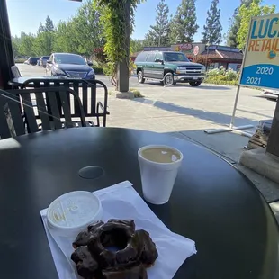 Donut and small coffee