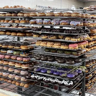a variety of doughnuts on display