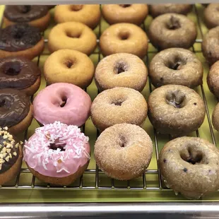 a variety of doughnuts on display