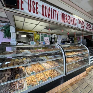 So many selections of donuts, plus breakfast sandwiches.