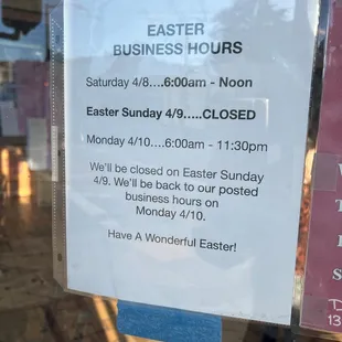 2023 EASTER business hours!!