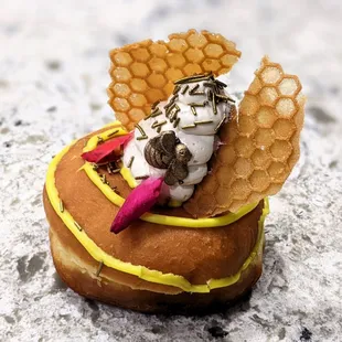 09/08/23 Truffle Honey Donut - Black Truffle Honey, Honey Butter, Honeycomb Tuile