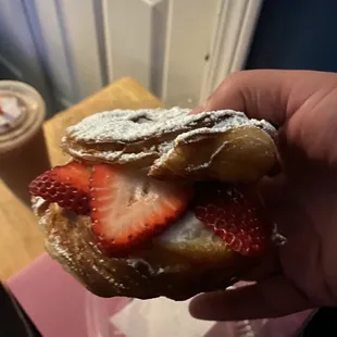 Strawberry and Cream Cheese Cronut. Wasn't very good. Just get a regular Cronut.