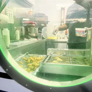 Donuts being made
