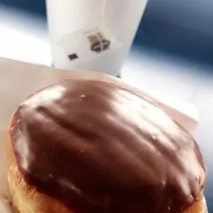 Chocolate glazed custard donut