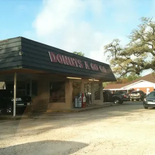 the outside of a donut shop