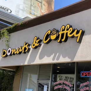 Storefront entrance and signage