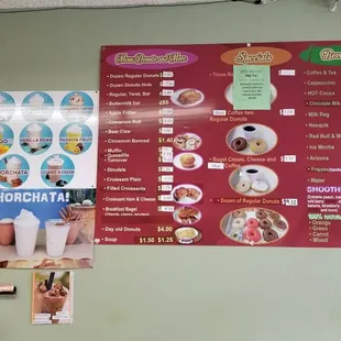 Menu and drink options