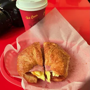 Egg, Ham and Cheese on a croissant