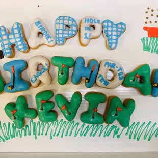 Customized letter donuts (Golf theme)