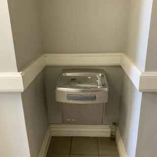 Water fountain near the restrooms