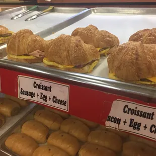 croissant sandwiches and donuts