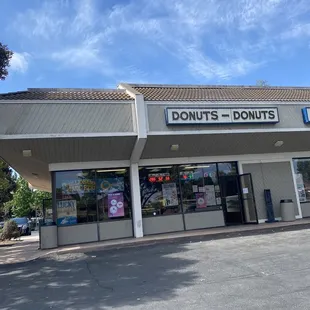 the outside of a donut shop