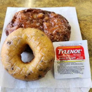 Blueberry donut and apple fritter. Yummm!!