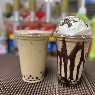 two drinks on a table