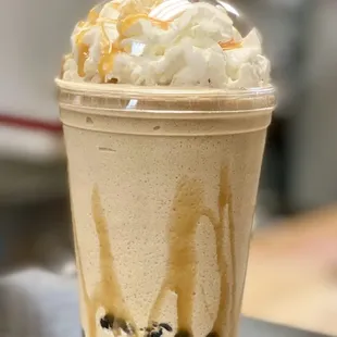 caramel latte with whipped cream