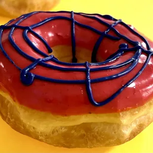 Cherry iced donuts with spider man design