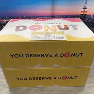 Donuts come in these cute little boxes.  Why yes, yes I do deserve a donut
