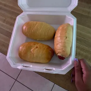 1 jalapeño sausage cheese kolache &amp; 2 regular sausage and cheese