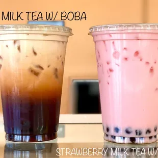 Thai and Strawberry milk Tea w/ boba