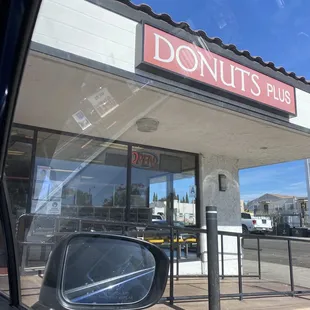 the front of a donut shop