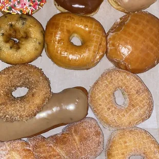a variety of donuts in a box