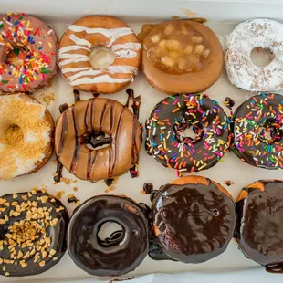 A dozen donuts I grabbed this morning.