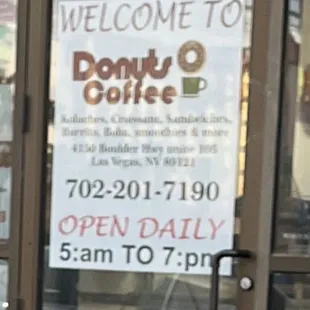 Business name and hours