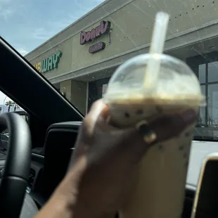 So good to get the black milk, tea! The Boba&apos;s so fresh and good
