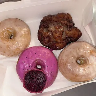 Vanilla bean, peach fritter, dragonfruit