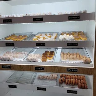 a variety of donuts on display