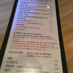 menu