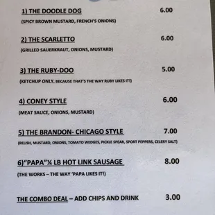 Updated menu