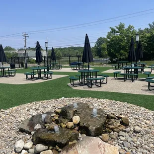 Part of the dog park/outdoor eating space