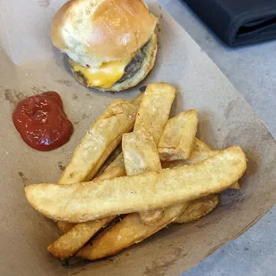 Kids sliders (serving of 2 one is in my kids hand) very good he says