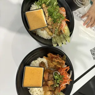 Hei Hei Chicken and Peppa Pig rice bowls