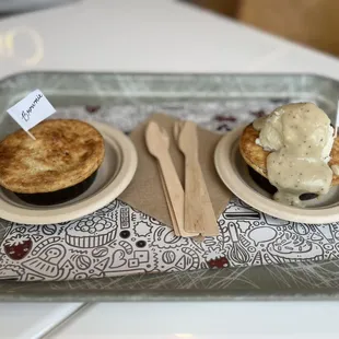 two desserts on a tray